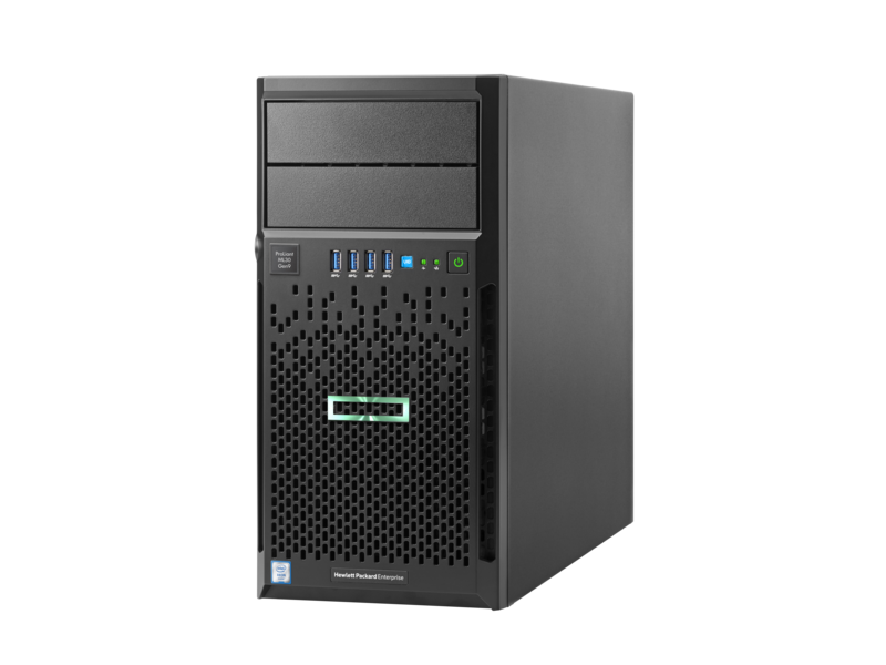HPE ProLiant ML30 Gen9 E3-1230v6 1P 8GB-U B140i 4LFF 460W RPS DVD Perf Server/TV Left facing