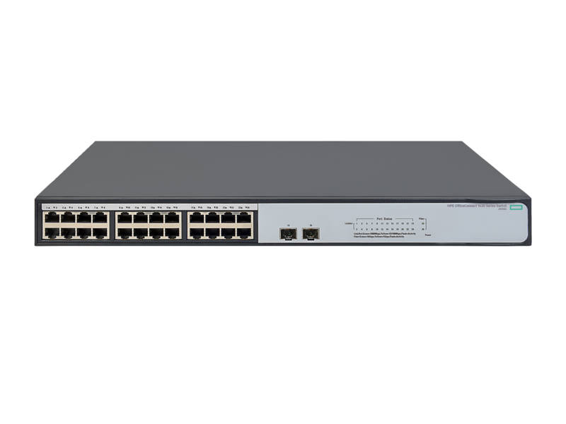 HPE OfficeConnect 1420 24G 2SFP+ Switch Center facing