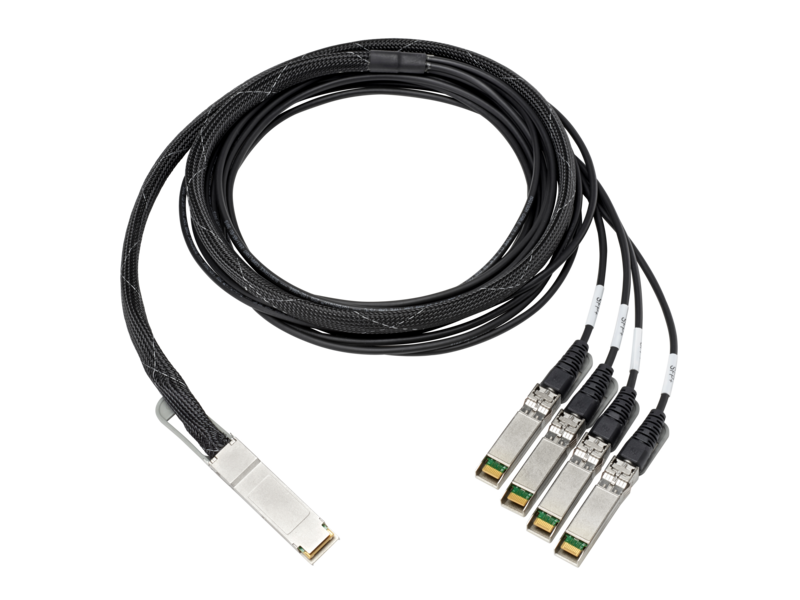Câble en cuivre à connexion directe HPE 100 Go QSFP28 à 4 x 25 Go SFP28, 3 m Center facing
