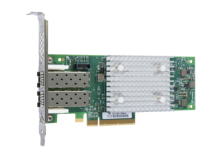 HPE StoreFabric SN1100Q 16Gb Dual Port Fibre Channel Host Bus Adapter Left facing