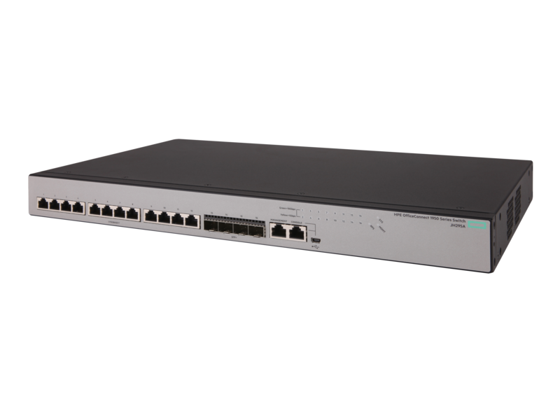 HPE OfficeConnect 1950 12XGT 4SFP+スイッチ Left facing