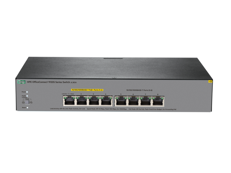 HPE OfficeConnect 1920S 8G PPoE+ 65W Switch Center facing