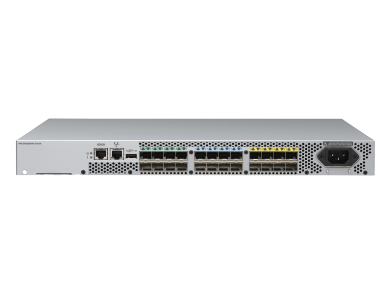HPE SN3600B 32 Gb 24/24 Power Pack+ 24 端口 16 Gb 短波 SFP+ 光纤通道交换机 Center facing