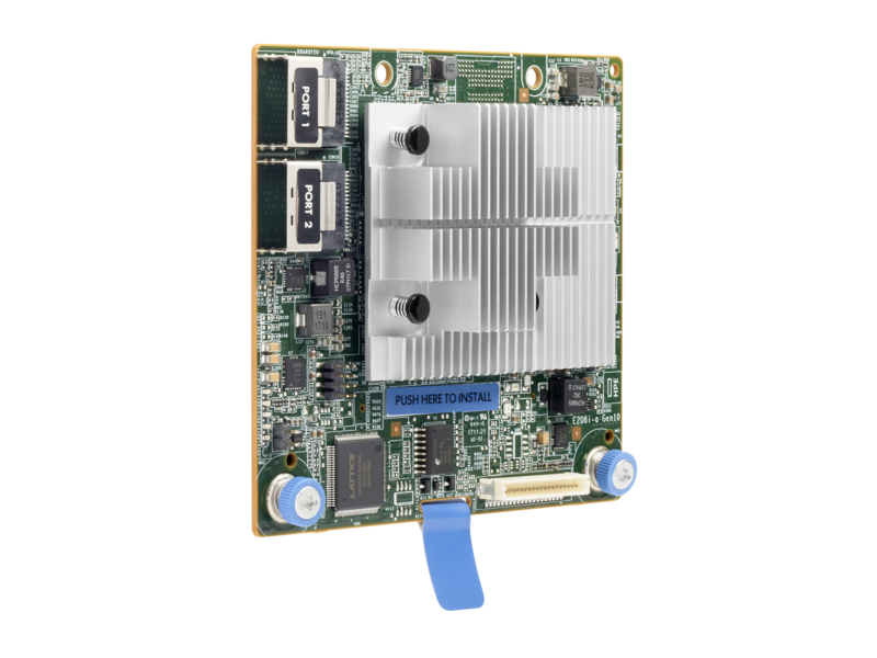 Contrôleur modulaire HPE Smart Array E208i-a SR de 10e génération (8 voies internes/Aucune mémoire cache), 12G SAS Left facing