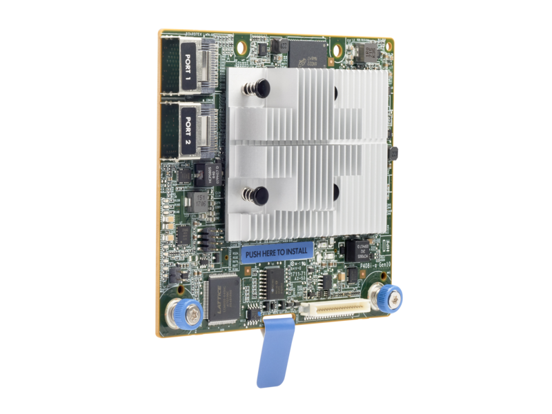 Contrôleur modulaire HPE Smart Array P408i-a SR de 10e génération (8 voies internes/2 Go de mémoire cache), 12G SAS Left facing