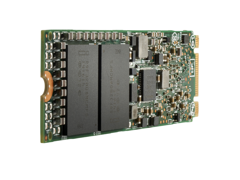 Baie SSD HPE 960 Go NVMe Gen3 Performance Milieu de gamme Haut volume de lecture M.2 Multi-fournisseurs Left facing