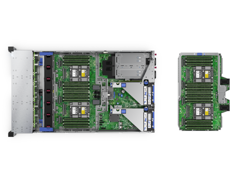 Serveur HPE ProLiant DL560 Gen10 8268 2,9 GHz 24 cœurs 4 Processeurs 512GB-R 16 lecteurs à petit facteur de forme 2x1600W Module d’alimentation redondant Top view open