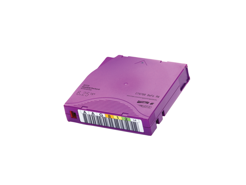 HPE LTO-6 Ultrium 6.25TB BaFe RW 自定义标签数据磁带（20 件装） Right facing