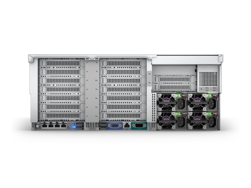 Serveur HPE ProLiant DL580 Gen10 5220, biprocesseur, 64 Go-R P408i-p, 8 lecteurs SFF 4x800W module d’alimentation redondant Rear facing