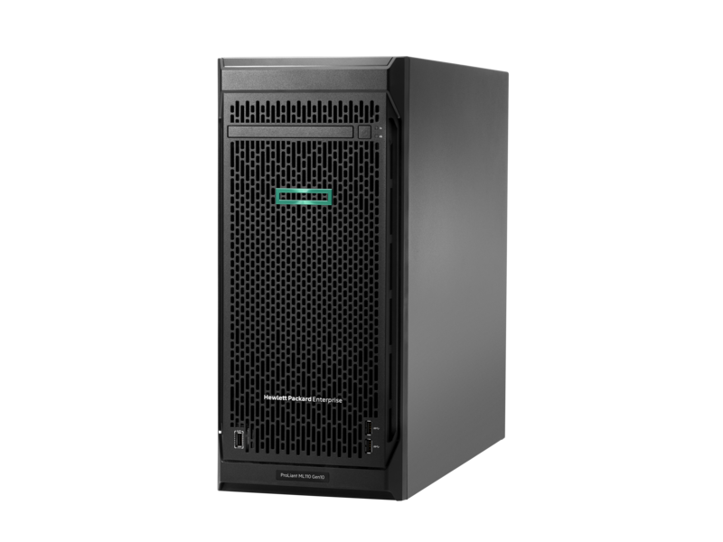 HPE ProLiant ML110 Gen10 4110 1P 16GB-R 8SFF 800W RPS Solution Server/TV Left facing