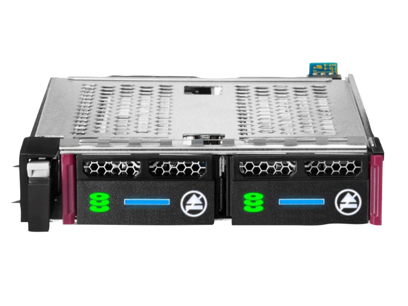 Kit de baie SSD HPE double 480 Go SATA 6G Haut volume de lecture M.2 à petit facteur de forme SCM 5300B Center facing