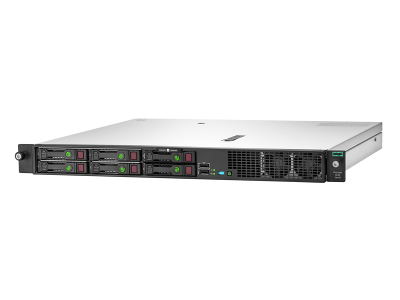 HPE ProLiant DL20 Gen10 E-2136 1P 16GB-U 4SFF 500W PS Perf Server Left facing