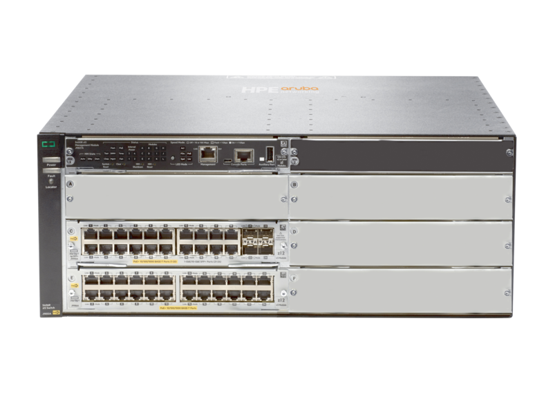 Commutateur Aruba 5406R 44GT PoE+ et 4 ports SFP+ v3 zl2 (sans bloc d'alimentation) Center facing