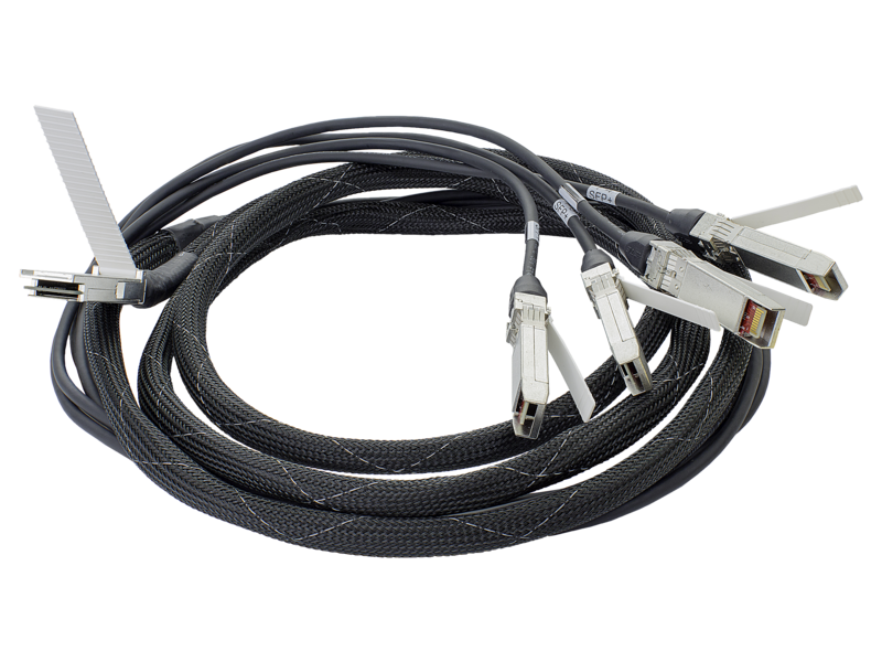 Câble répartiteur en cuivre à connexion directe HPE BladeSystem, classe C, 40G QSFP+ vers 4x10G SPF+, 3 m Center facing