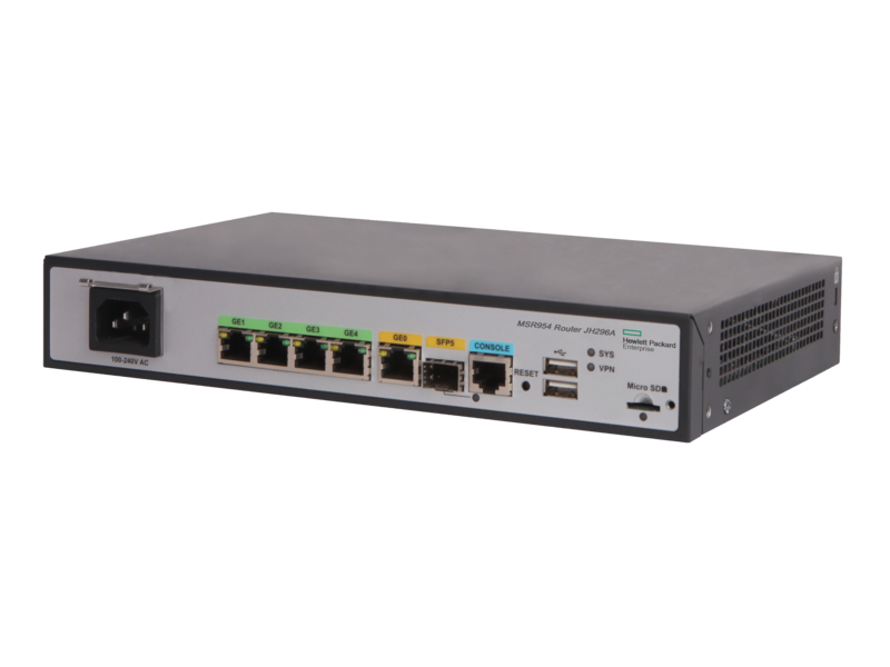 Routeur HPE MSR954 1GbE SFP 2GbE-WAN 4GbE-LAN CWv7 Left facing