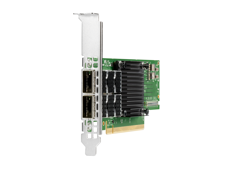 HPE InfiniBand HDR100/Ethernet 100Gb 2ポートQSFP56 MCX653106A-ECAT PCIe 4 x16アダプター Left facing