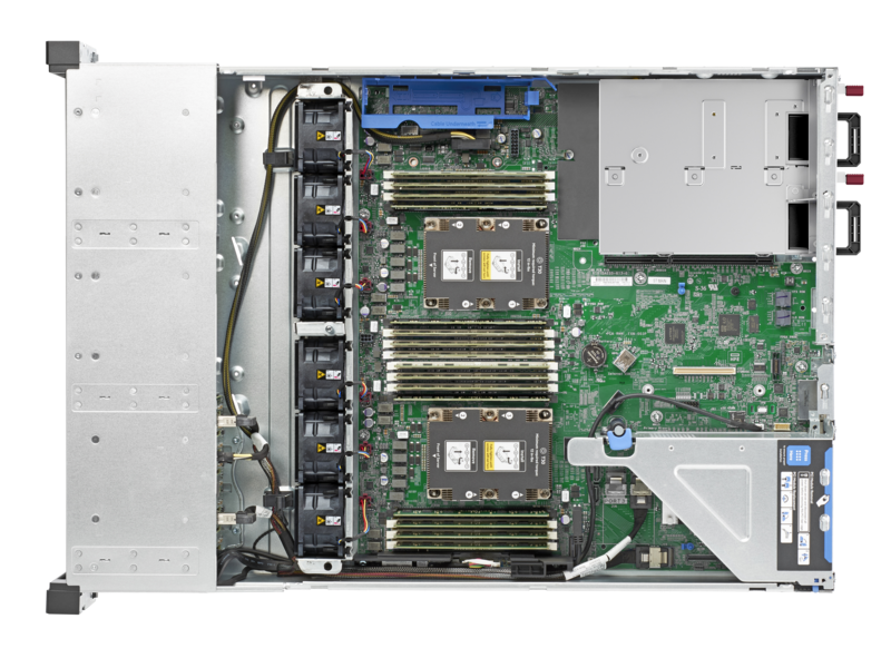 Serveur HPE ProLiant DL180 Gen10 4208 2,1 GHz 8 cœurs 1 Processeur 16GB-R P816i-a NC 12 lecteurs à grand facteur de forme Module d’alimentation 500 W Top view open