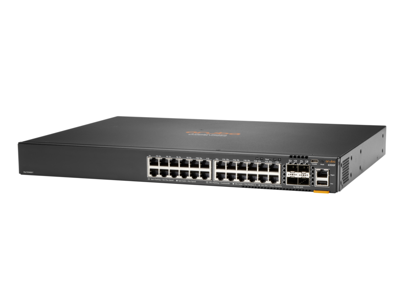 Aruba 6300F 24 端口 1 千兆以太网和 4 端口 SFP56 交换机 Left facing