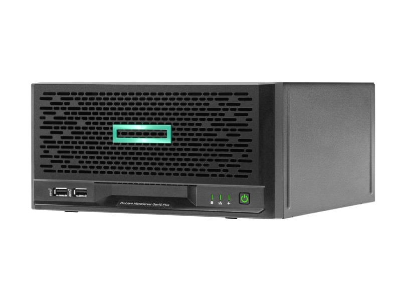 HPE ProLiant MicroServer Gen10 Plus E-2224 S100i 4LFF 非热插拔 1TB 180 瓦外接电源服务器 Left facing