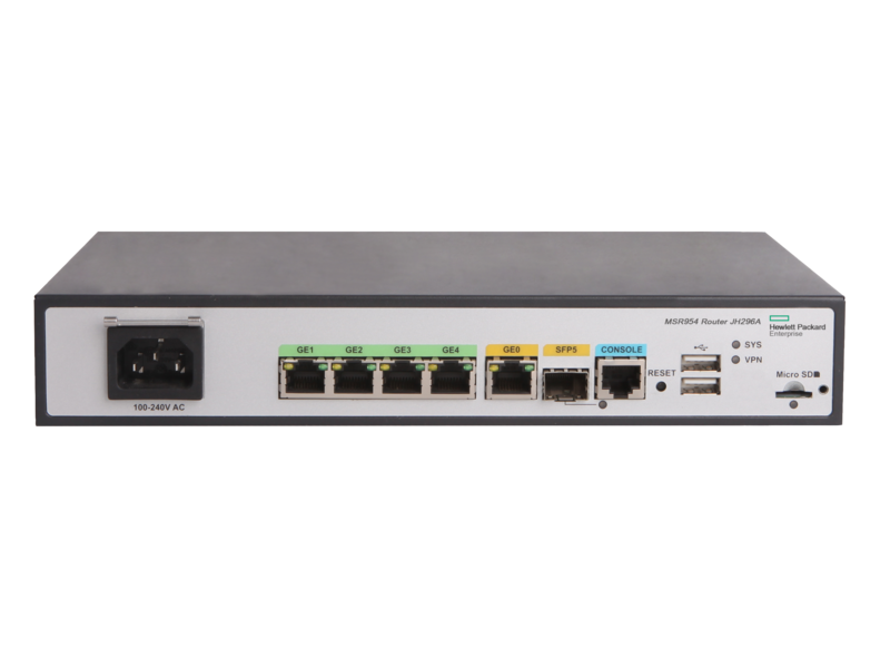 Routeur HPE MSR954 1GbE SFP 2GbE-WAN 4GbE-LAN CWv7 Center facing