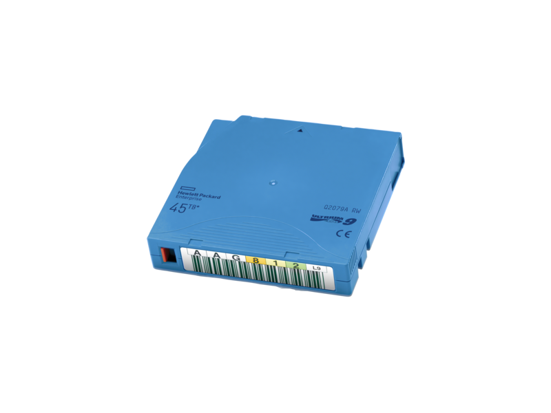HPE LTO-9 Ultrium（傲群）45 TB RW 自定义标签库数据磁带（无盒 20 件装） Left facing