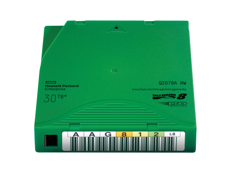 Cartouches de données étiquetées personnalisables RW HPE LTO-8 Ultrium 30 To avec pack bibliothèque, sans boîtiers (lot de 20) Center facing