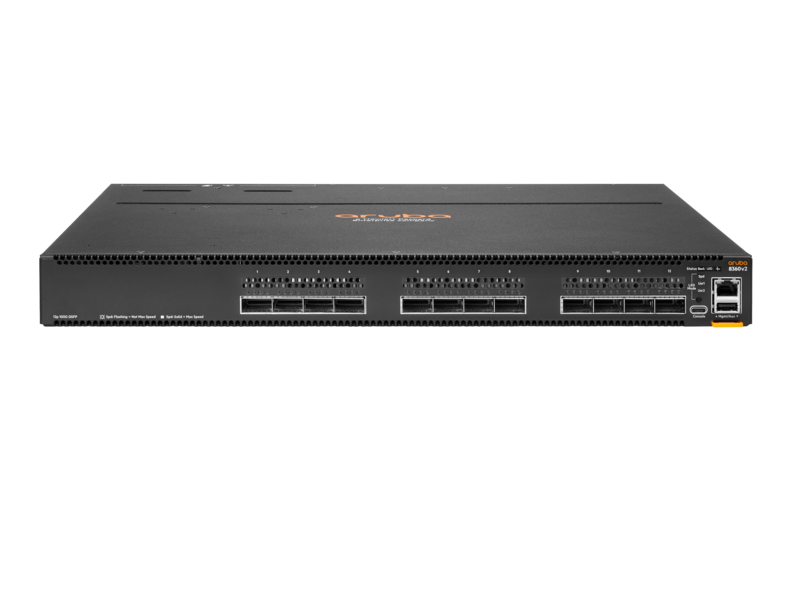 HPE Aruba Networking 8360-12C v2 12p 100G QSFP28 Back-to-Front 3 Fans 2AC Bundle Center facing