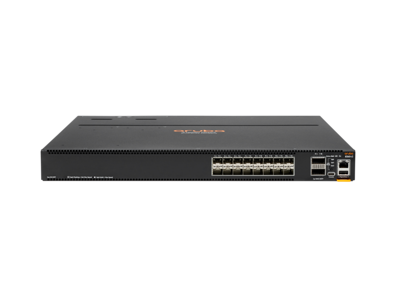 HPE Aruba Networking 8360-16Y2C v2 16p 25G SFP28 2p 100G QSFP28 Switch Center facing