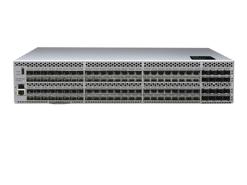 HPE SN6750B 64 Gb 48/128 48 端口 64 Gb 短波 SFP56 集成光纤通道交换机 Center facing